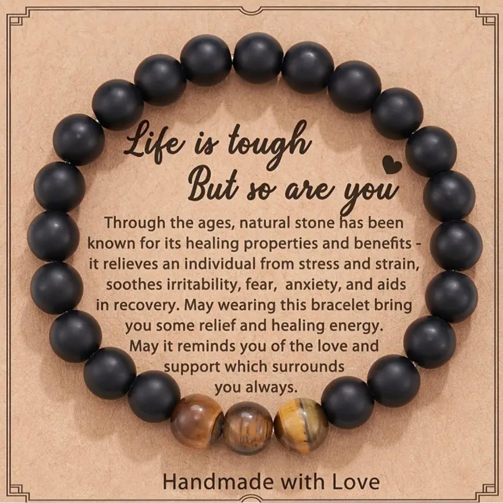 Inspirational Beaded Bracelet With Heart Pendent. Energy and Healing